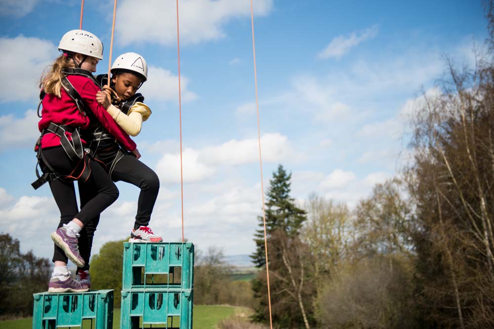 Cubs taking part in crate stacking